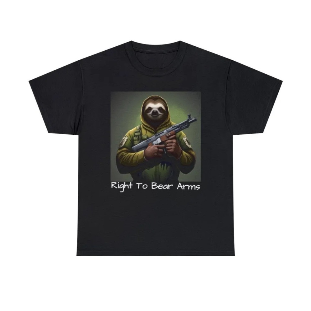 Right To Bear Arms Sloth Holding Ak-47 Short Sleeve T- Shirt